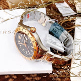 Versace Hellenyium GMT Black Dial Two Tone Steel Strap Watch for Men - V11040015