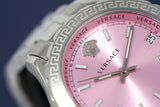Versace Hellenyium Pink Dial Silver Steel Strap Watch for Women - V12010015