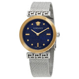 Versace Meander Blue Dial Silver Mesh Bracelet Watch for Women - VELW00520