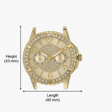 Guess Sassy Analog Quartz Gold Dial Gold Steel Strap Watch For Women - W0705L2