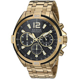 Guess Surge Chronograph Black Dial Gold Steel Strap Watch for Men - W1258G2