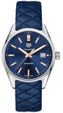 Tag Heuer Carrera Quartz Blue Dial Blue Calfskin Leather Strap Watch for Women - WAR1112.FC6391