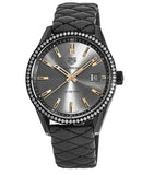 Tag Heuer Carrera Diamonds Anthracite Black Dial Black Leather Strap Watch for Women - WAR1115.FC6392