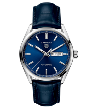 Tag Heuer Carrera Day Date Blue Dial Blue Leather Strap Watch for Men - WBN2012.FC6502