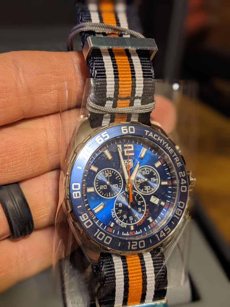 Tag Heuer Formula 1 Quartz Blue Dial Two Tone NATO Strap Watch for Men - WAZ1010.FC8196