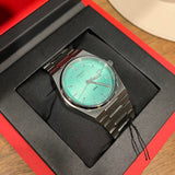 Tissot PRX Quartz Light Green Dial Silver Steel Strap Watch for Men - T137.410.11.091.01