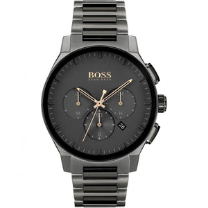 Hugo Boss Peak Chronograph Black Dial Black Steel Strap Watch for Men - 1513814