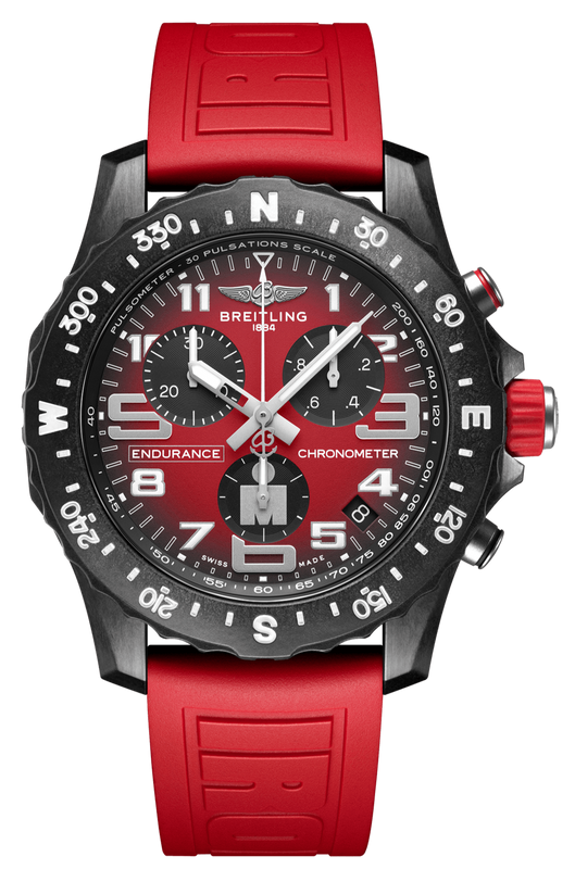 Breitling Endurance Pro Ironman Red Dial Red Rubber Strap Watch for Men - X823109A1K1S1