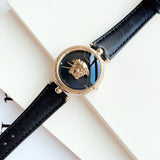 Versace Palazzo Empire Black Dial Black Leather Strap Watch for Women - VCO020017
