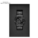 Daniel Wellington Iconic Chronograph Black Dial Black Steel Strap Watch For Men - DW00100642