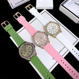 Michael Kors Mini Pilot Chronograph Green Dial Green Silicone Strap Watch For Women - MK7421