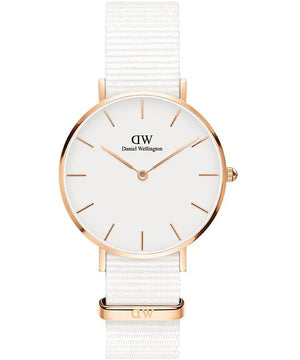 Daniel Wellington Classic Petite Dover White Dial White Nylon Strap Watch For Women - DW00100311