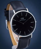 Daniel Wellington Classic Sheffield Black Dial Black Leather Strap Watch For Men - DW00100133